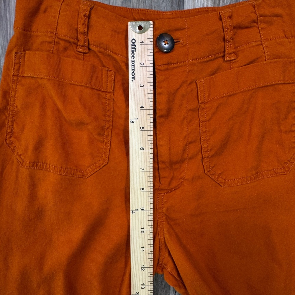 Maeve Pants Womens 4 Burnt Orange The Colette Wide Leg Linen Blend Cropped Pants - Picture 13 of 15